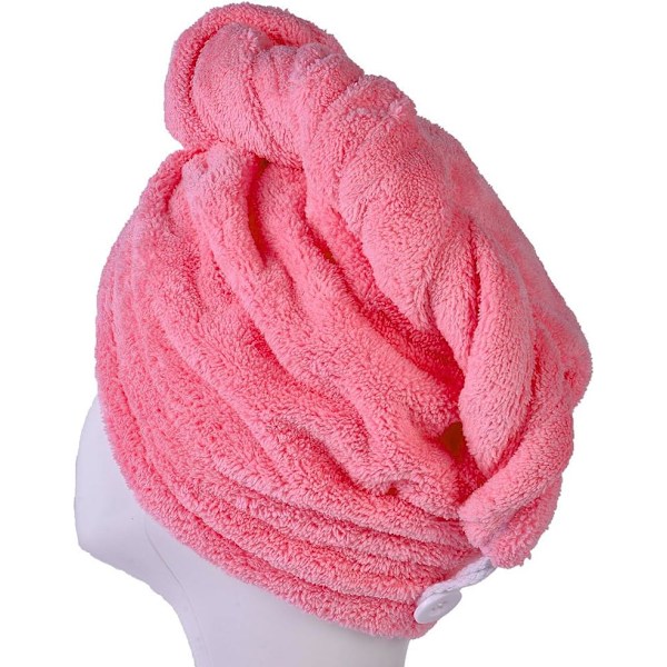 Mikrofiber Håndklæde til Hårtørring Twist Cap - Ultra Absorberende (rosa)