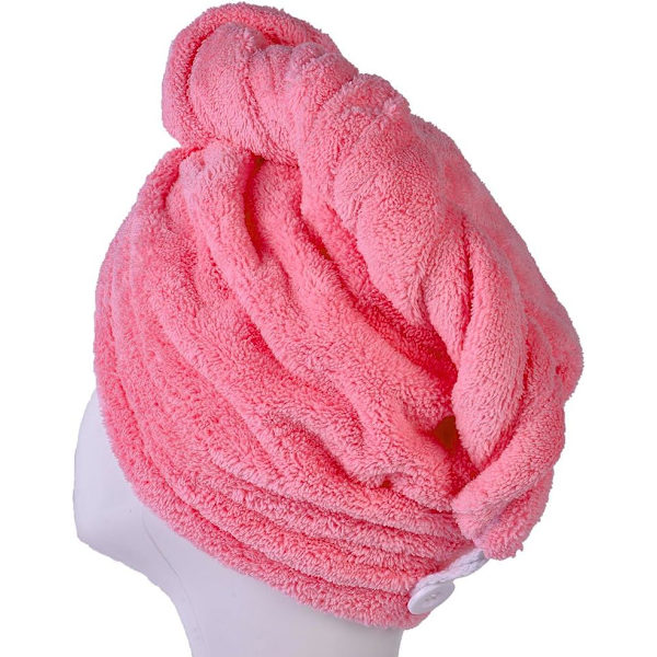 Mikrofiber Hårhandduk Twist Cap - Ultra Absorberande (rosa)
