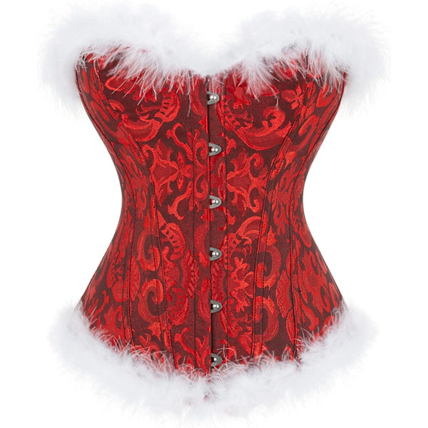 Julekostume til kvinder i stor størrelse, korsetbustier, rød, fræk