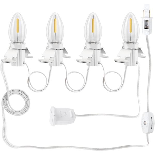 Julbybelysning med 4 LED-lampor, LED-lampor C7-sladdklämmor Jul Halloween Ca, Pumpor, Utomhusatmosfär Vit 4 LED