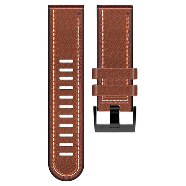 For Garmin Fenix 7x Tricolor Stitching Silikone Læder Rem SIV Brown