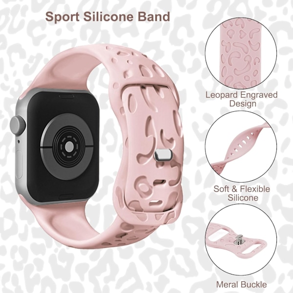 Leopardgraverat armband med berlocker för Apple Watch Band 38mm 40mm 41mm