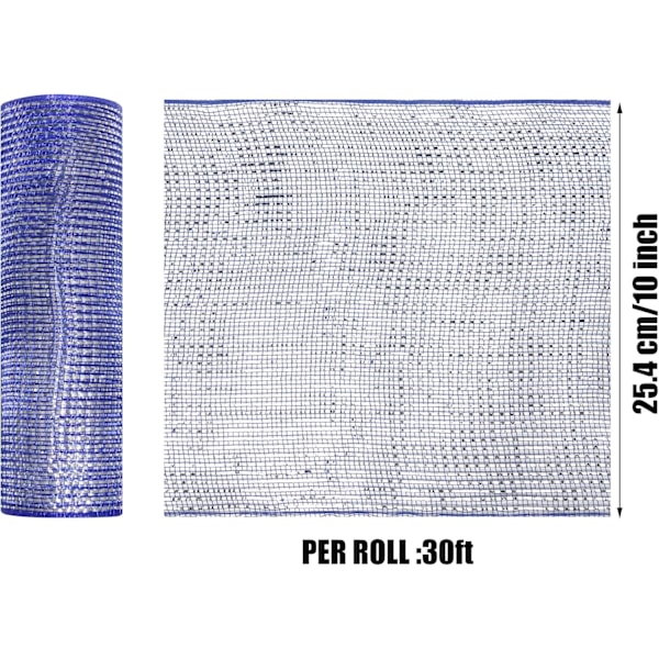Deco Mesh 10 tommer x 30 fod, Blå Mere Bredde Metallic Folie Mesh Stof,