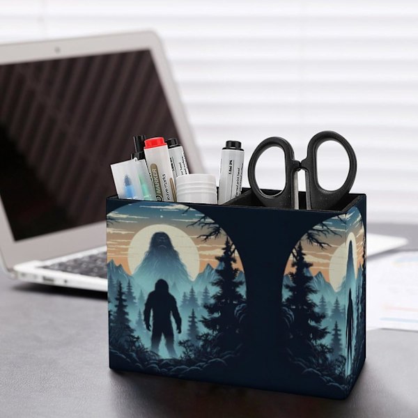 Ssqutch Bigfoot PU Läder Pennhållare och Behållare Pennställ Makeup Borstställ Pennor i Kopp för Kontor Hem Färg Färg