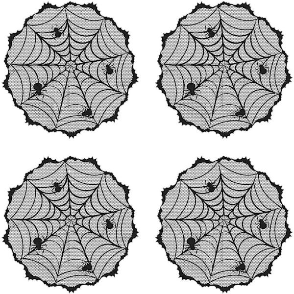 Svart spindelväv bordsduk i webbstil för Halloween matsal och eldstäder mantel dekoration B svart B svart