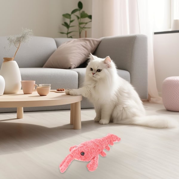 Floppy Lobster Hundleksak - 36CM Viftande USB Uppladdningsbar Interaktiv Leksak för Hundar & Kattungar (Rosa)