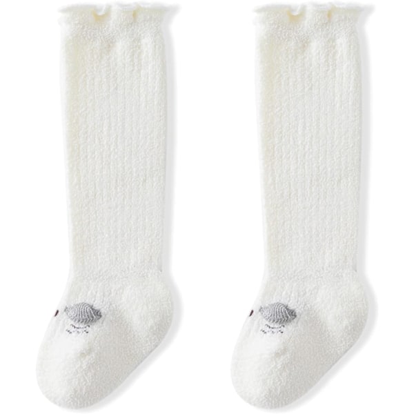Flickor och pojkar korallfleece tecknade lårhöga strumpor