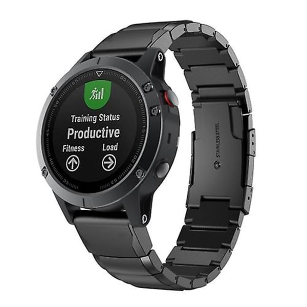 Hurtig afmontering af stållænke til Garmin Fenix 5 22mm PJQ Black