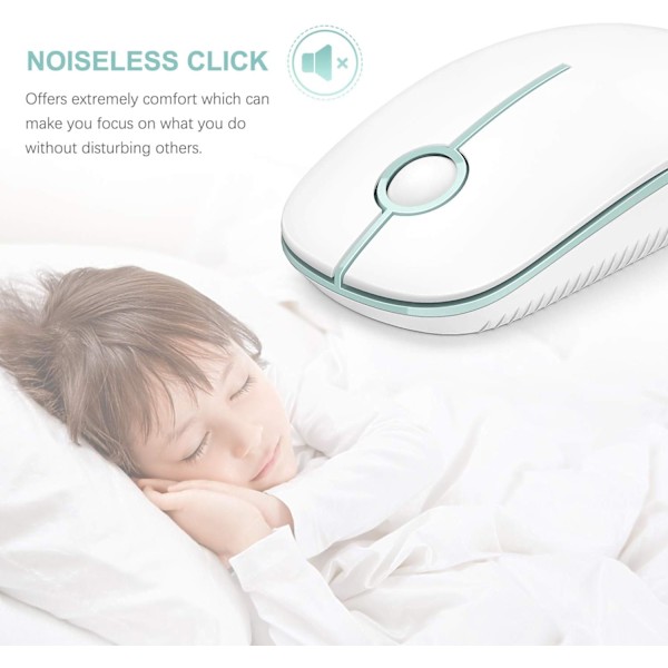 Stille trådløs mus. 2,4G Slim Travel Mouse med USB