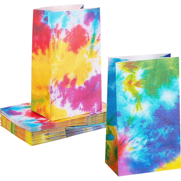 24 Pcs Tie Dye Paper Bags - Camouflage Treat/Goody Bags for Parties