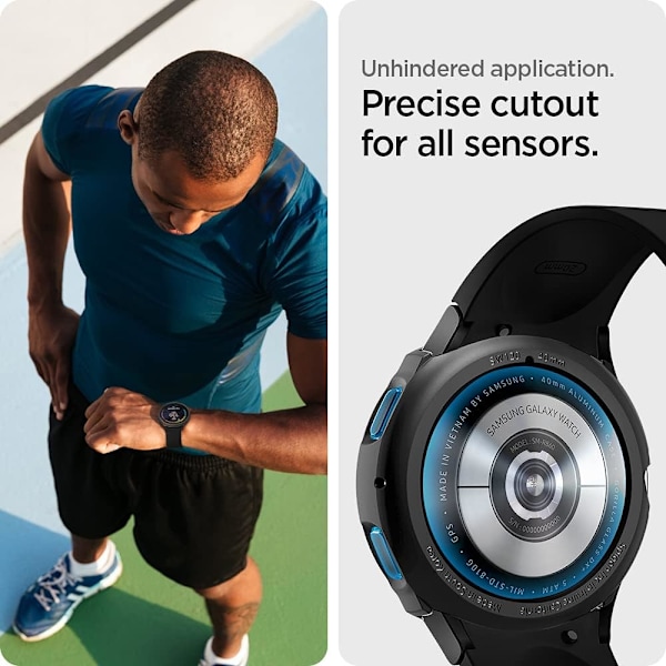 Liquid Air Designet til Galaxy Watch FE (2024), 5 40mm (2022), 4 40mm (2021) Cover - Mat Sort Mat Sort