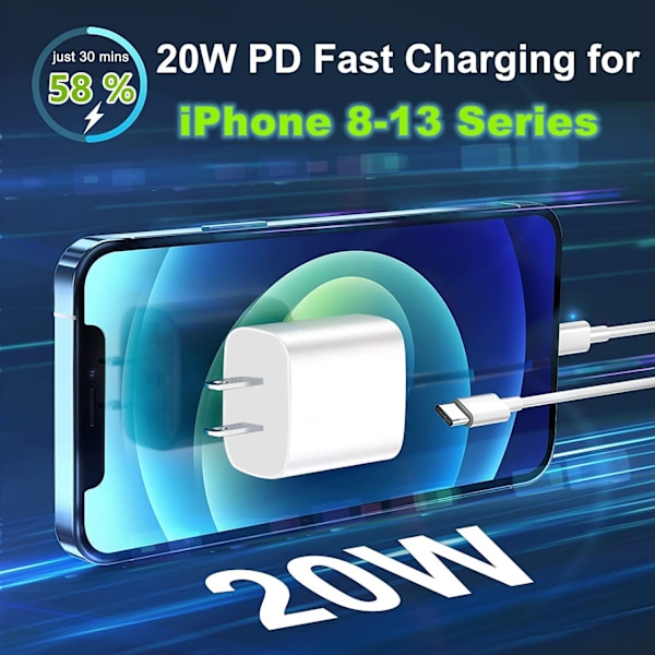 iPhone Hurtigoplader [Apple Mfi-certificeret] 2-pak 20W Pd USB
