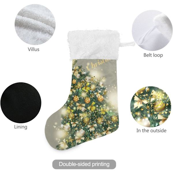 Julklapp, Personliga Julklappsstrumpor 2-pack Julgranar 45,7 cm Julstrumpor Hängande Ornament Eldstad för Träddekoration 1