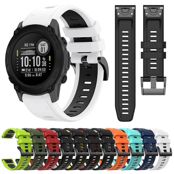 Til Garmin Descent G1 22mm To-farvet Sports Silikonurrem QCB White-Black
