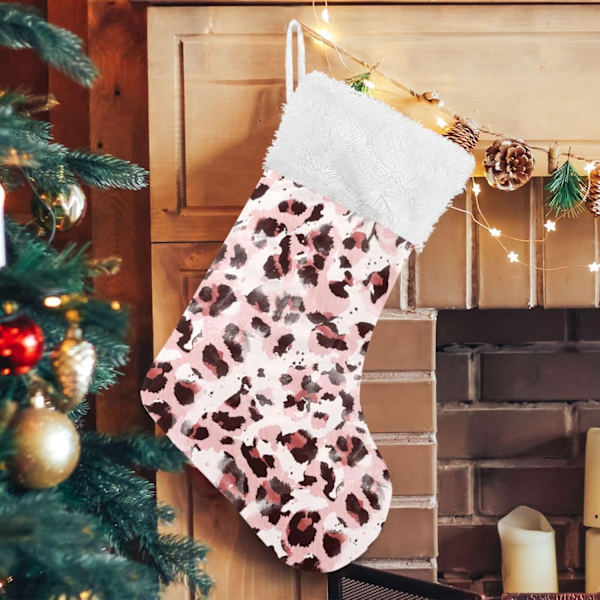 Jule-Strømpe, Personlige Jule-Strømper 2-pak Rosa Leopard Dyreskind Zebra Tie Dye 45,7 cm Jule-Strømper Hængende Ornament Pejs f