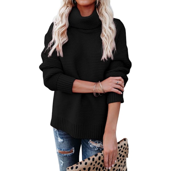 Dam Casual Turtleneck Oversized Tröjor Pullover Batwing Långärmad Chunky