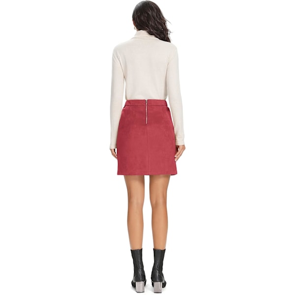Simplee Dame Høy Midje Faux Suede Miniskjørt