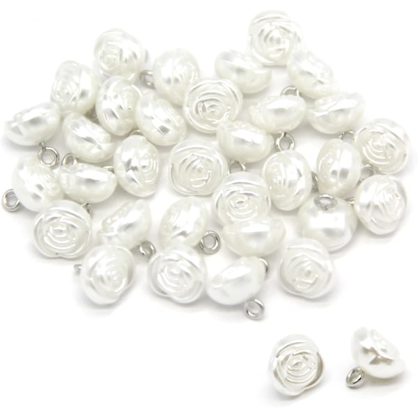 USOSOU 10mm Rose Flower Pearl Buttons, White Faux Pearl Sewing