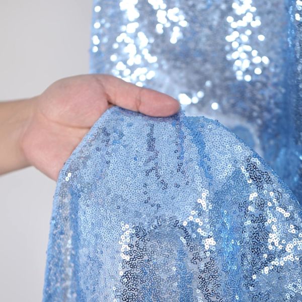 Glittrande babyblå paljett bakgrundsdraperier 2 paneler bröllopsbakgrund fest