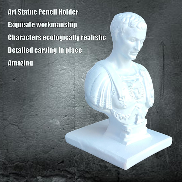 Sttue ncil Holder Resin Figure Modeling, Cesr Desk n Holder Holds 11 ns, Funny ncil Holder for Home Office Desk Decor History Gifts White