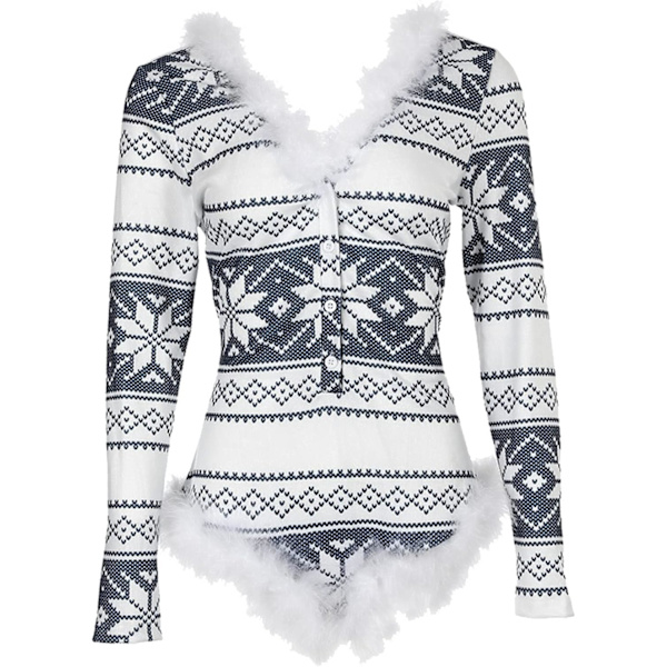 Sexiga julpyjamas för kvinnor - långärmad onesie jumpsuit nattkläder