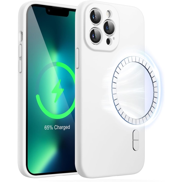 Magneettinen case iPhone 13 Pro 6.1-ch, yhteensopiva MagSafen kanssa, puhelimen cover kameran linssillä Täysi suoja (valkoinen) Valkoinen Valkoinen Valkoinen