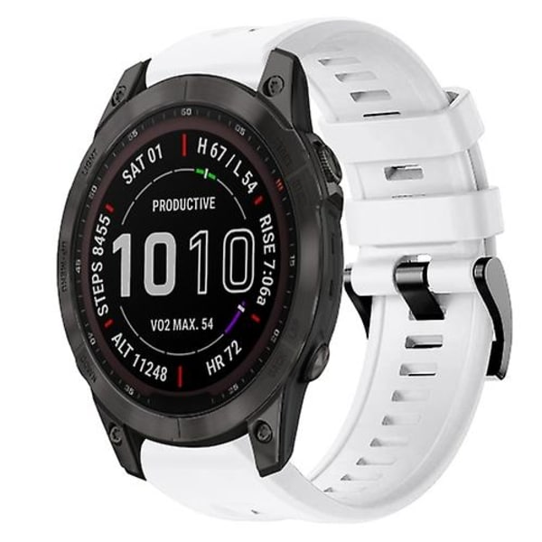 Til Garmin Fenix 7 Sapphire Solar Metal Spænde Solid Color Silikonurrem OEM White