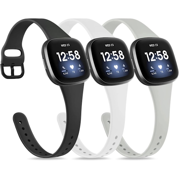 Straps Compatible with Fitbit Versa 3/Fitbit Sense - Slim Silicone Sport Replacement Wristbands