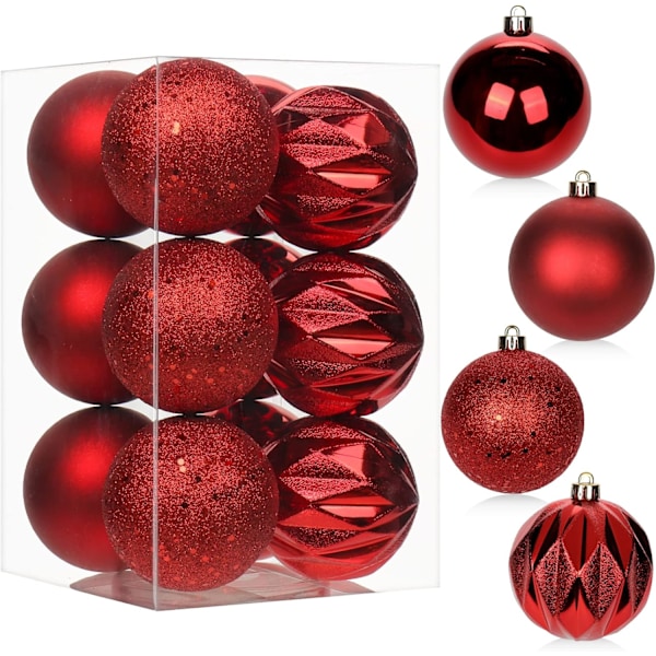 12 st 3,15\" julgranskulor julgransdekorationer krossäkra röda julgran