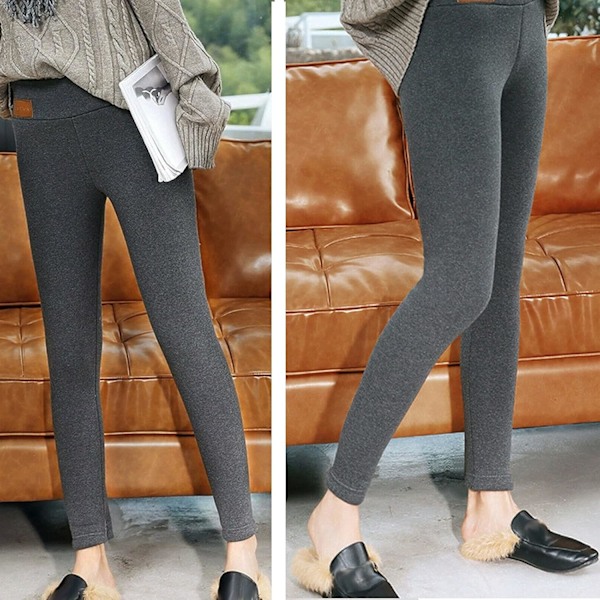 Dame Fleece-fôrede leggings - Nye termiske vintertights i svart