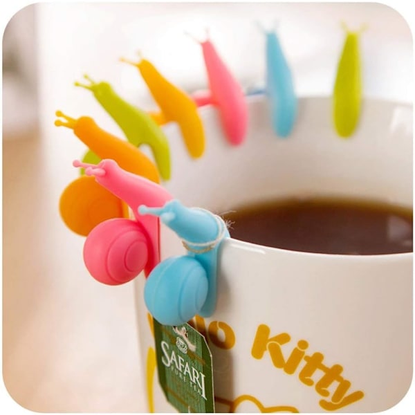 Søt snegleformet teposeholder - 10 stk Candy Colors sett