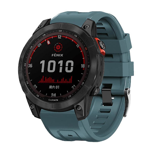Silikonarmband för Garmin Tactix 7 Pro/Fenix 7X/Fenix 6X Pro 26mm med svart spänne Navy Blue