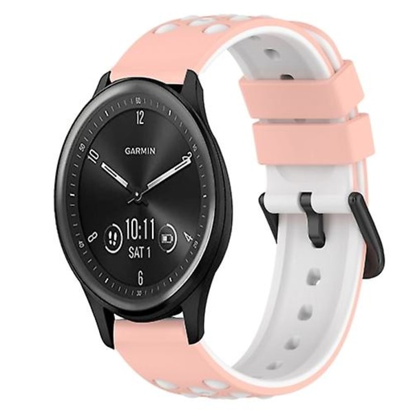 For Garmin Vivomove Sport 20mm To-farvet silikoneurrem KJN White-Black