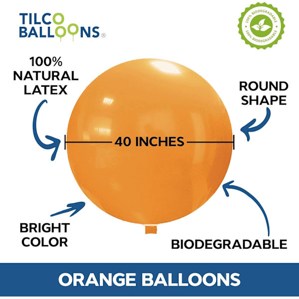 10 gigantiska ballonger orange 40 tum | Blås upp med luft, helium eller fyll