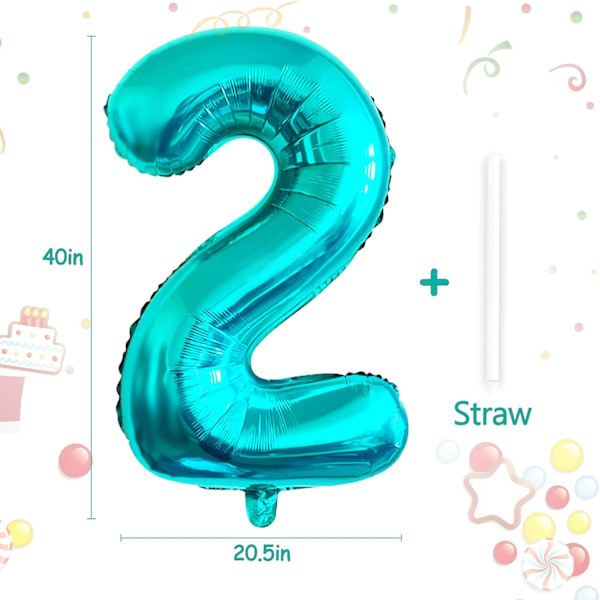 Ballong nummer 2 i Tiffany Blue med diameter