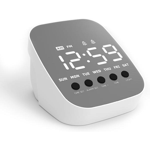 Väckarklocka, LED digital väckarklocka, 3 nivåer ljusstyrka, 2 larm, 12/24H, snooze, liten väckarklocka för sovrum, heminredning, kontor, resor