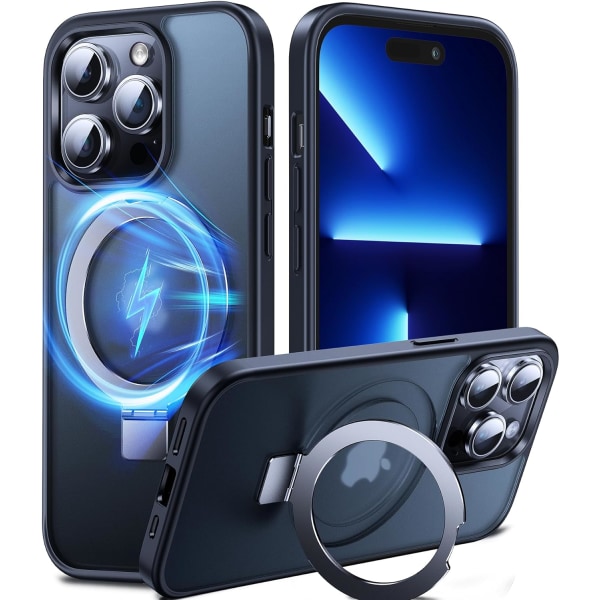 Magneettinen teline iPhone 13 Pro case [Yhteensopiva MagSafe Phone Case iPhone 13 Pro kanssa + näkyvä jalusta + NO.1 Military Iskunkestävä] Suojaava kova