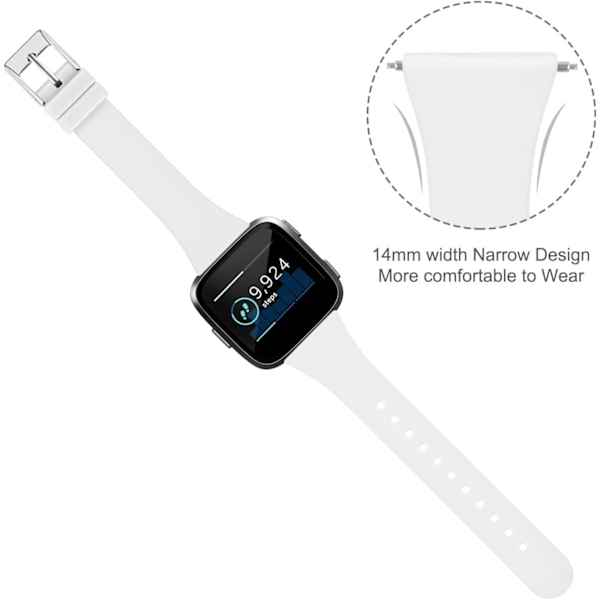Tynde silikone remme til Fitbit Versa 2 (sort/hvid/grå, lille)