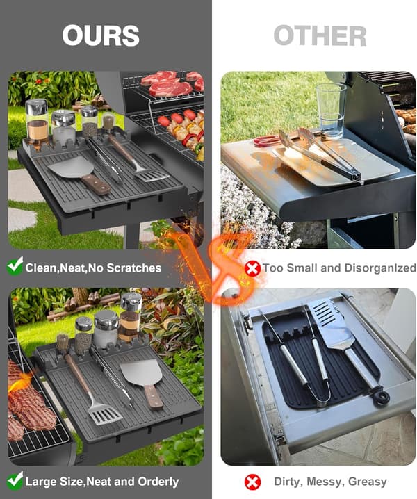 2-pack silikonstekspadematte för Blackstone - Stor silikonspadematte med droppskydd - Stekspadematte BBQ Grilltillbehör - Sidohyllsmattor