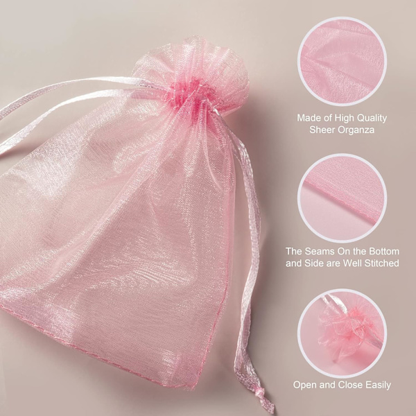 100 stk 4x4,72 tommer Transparent Organza