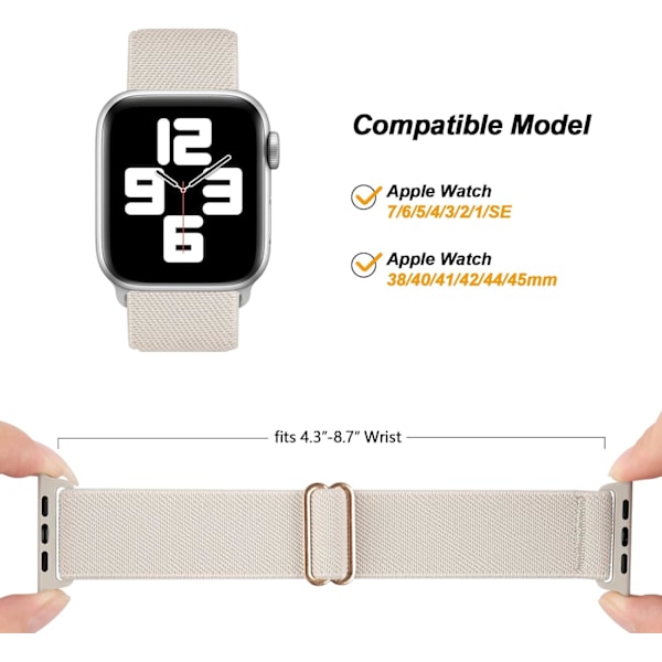 Stretchigt nylonband kompatibelt med Apple Watch 38 mm