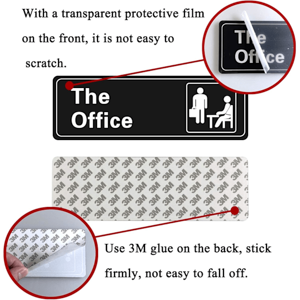 The Office-skylt - Självhäftande akrylskylt för dörr eller vägg