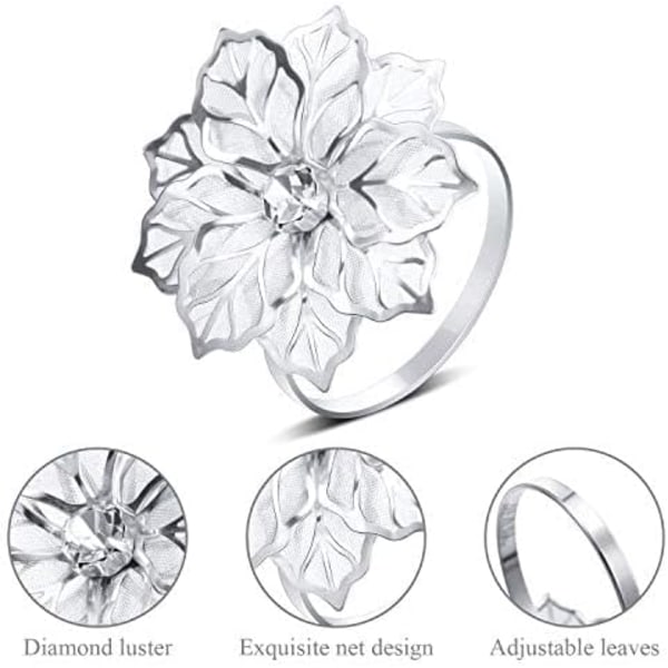 24 Pakk Serviettringer Legering Uthulet Blomster Ring Serviettholder Pynt