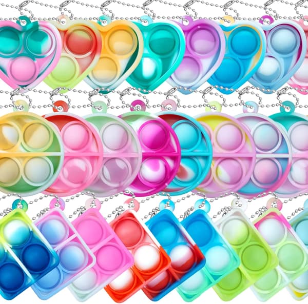 Pop Fidget Nøglering 30-pak Mini Fidget Legetøj Bulk Festgaver til Børn 4-8, 8-12 år Drenge Piger Push Pops Bulk Legetøj Små Præmier til Børneklasserum