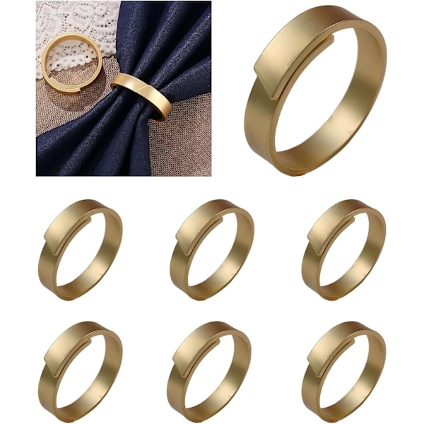 6 stk. matte guld servietringe - minimalistisk moderne luksusdesign, stoflinned