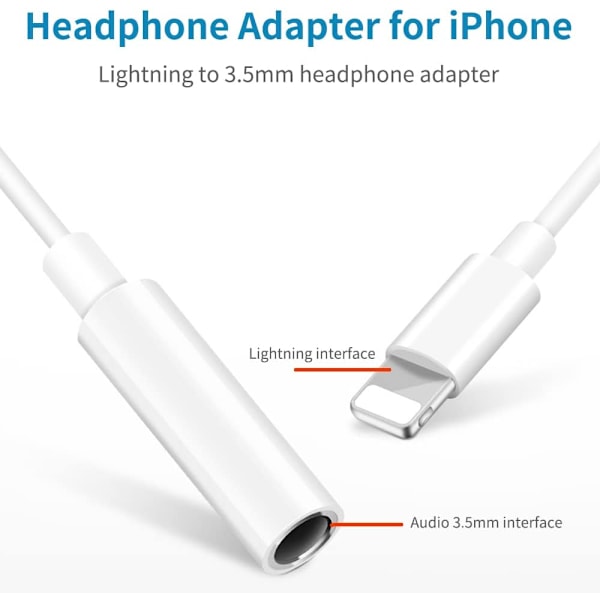 (2-pack) iPhone hörlursadapter Lightning till 3,5 mm