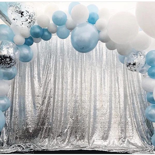 Sølvfarget Sequin Bakgrunn 8ftx8ft Vinter Jul Feriefest Bakgrunn Bryllup