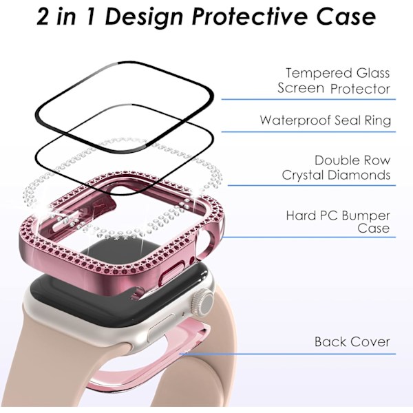 2 i 1 Bling vattentätt fodral för iWatch Series 6