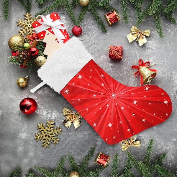 Julklapp, personliga julklappsstrumpor 2-pack Jul Röda stjärnor 45,7 cm Julstrumpor Hängande prydnad Spis för träddekoration