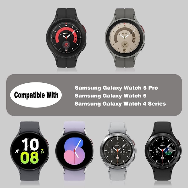 Galaxy Watch 5 Pro-reimer 45mm/Galaxy Watch 5-reimer 44mm 40mm, sømløse silikon sportsreimer kompatible med Galaxy Watch 5-erstatningsreim